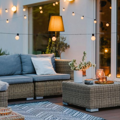 Penthaus auf Mallorca mit gemütlicher Dachterrasse in Abendstimmung